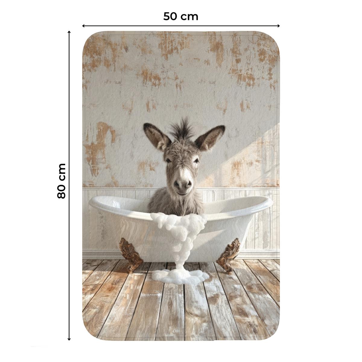 WC-VORLEGER Esel - Tiere - Badewanne - Schaumstoff WC Teppich 50x80 cm - Creme, Textil (50/1cm) - OnlyWow