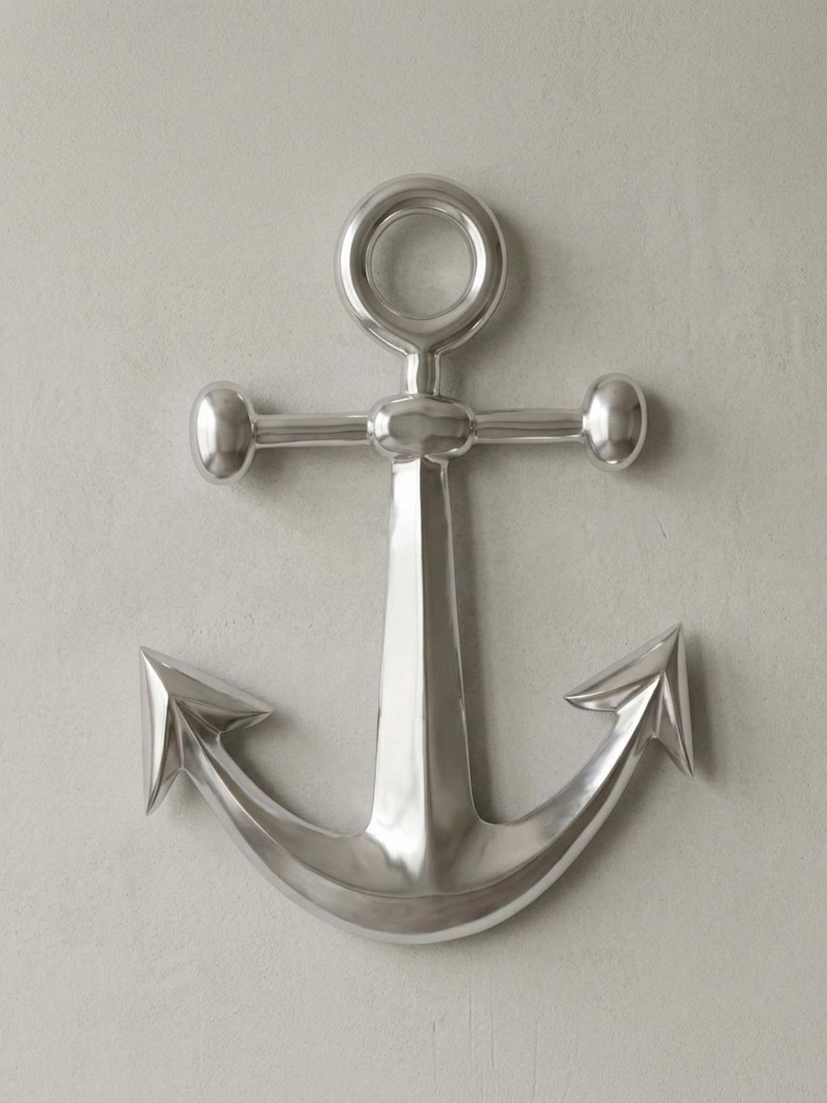 WANDDEKO Anker Aluminium silberfarben poliert 62,5 cm handgefertigt - Silberfarben, Metall (40/63/4cm) - KADIMA DESIGN