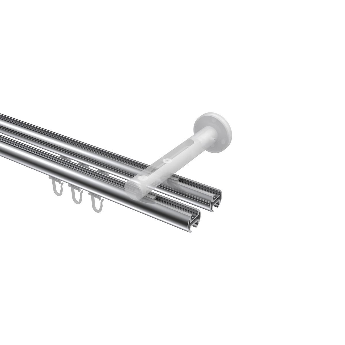 GARDINENSTANGE INNENLAUF Siteno Verano 360 cm (geteilt in 2 x 180 cm), 2-läufig, 20 mm Ø Chrom - Chromfarben/Weiß, Metall (360cm) - INTERDECO