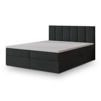 BOXBETT MERIL 200x200 cm mit Matratze und Topper, H2+H3 - Schwarz - Schwarz, Holz (200/200cm) - MASSENO