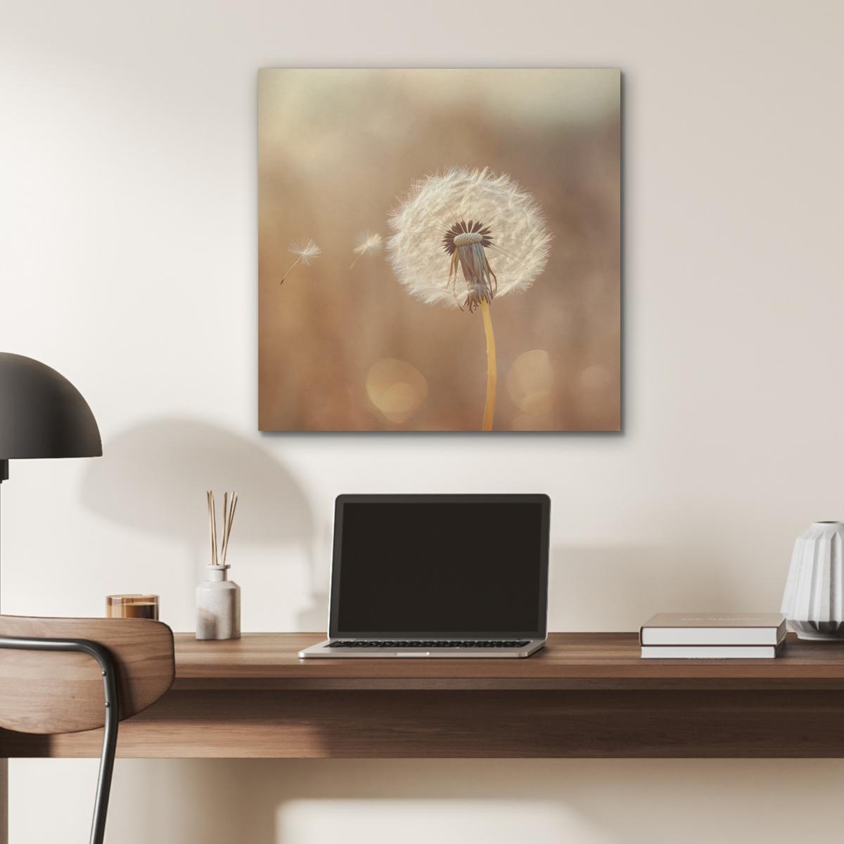 AKUSTIKBILD Löwenzahn - Beige - Natur - Blume Wandbilder 60x60 cm - Hellbraun, Kunststoff (60/60/0.9cm) - MuchoWow
