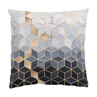 DEKOKISSEN Blau Weiß goldene Geometrie 40/40 cm - Goldfarben, Textil (40/40/10cm) - Bilderwelten