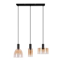 PENDELLEUCHTE Havyn 55/25/145 cm - Bernsteinfarben/Schwarz, Glas/Metall (55/25/145cm) - ZMH