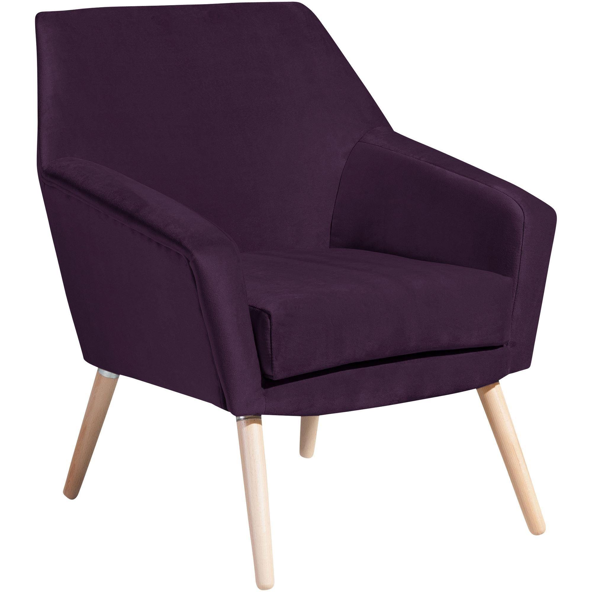 SESSEL Kachka Bezug Samtvelour Buche natur / purple - Buchefarben/Lila, Kunststoff (71/81/67cm) - 58aufmkessel
