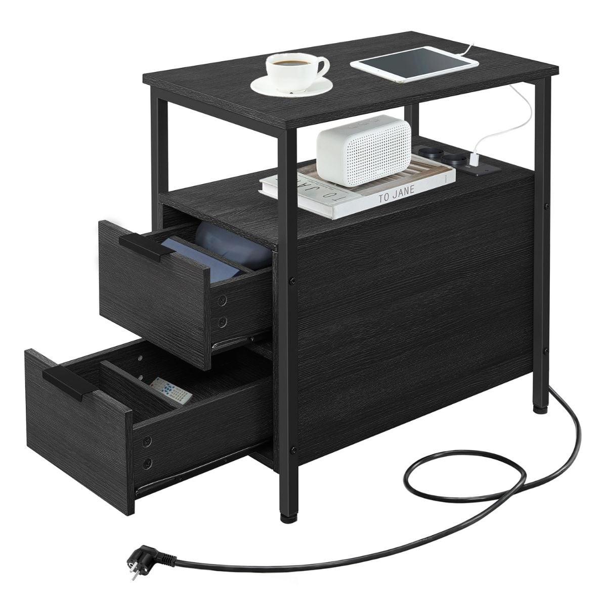 BEISTELLTISCH mit 2 Schubladen - H60 cm - Schwarz, Holzwerkstoff (43/60/60cm) - Calicosy