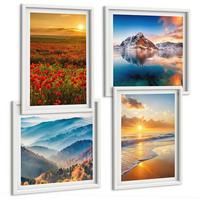 BILDER SET 4er Set - 50x50 cm & 40x60 cm Weißer Rahmen - Landschaften aus Bergen und Meeren im Westen - Weiß, Kunststoff (50/50cm) - TULUP