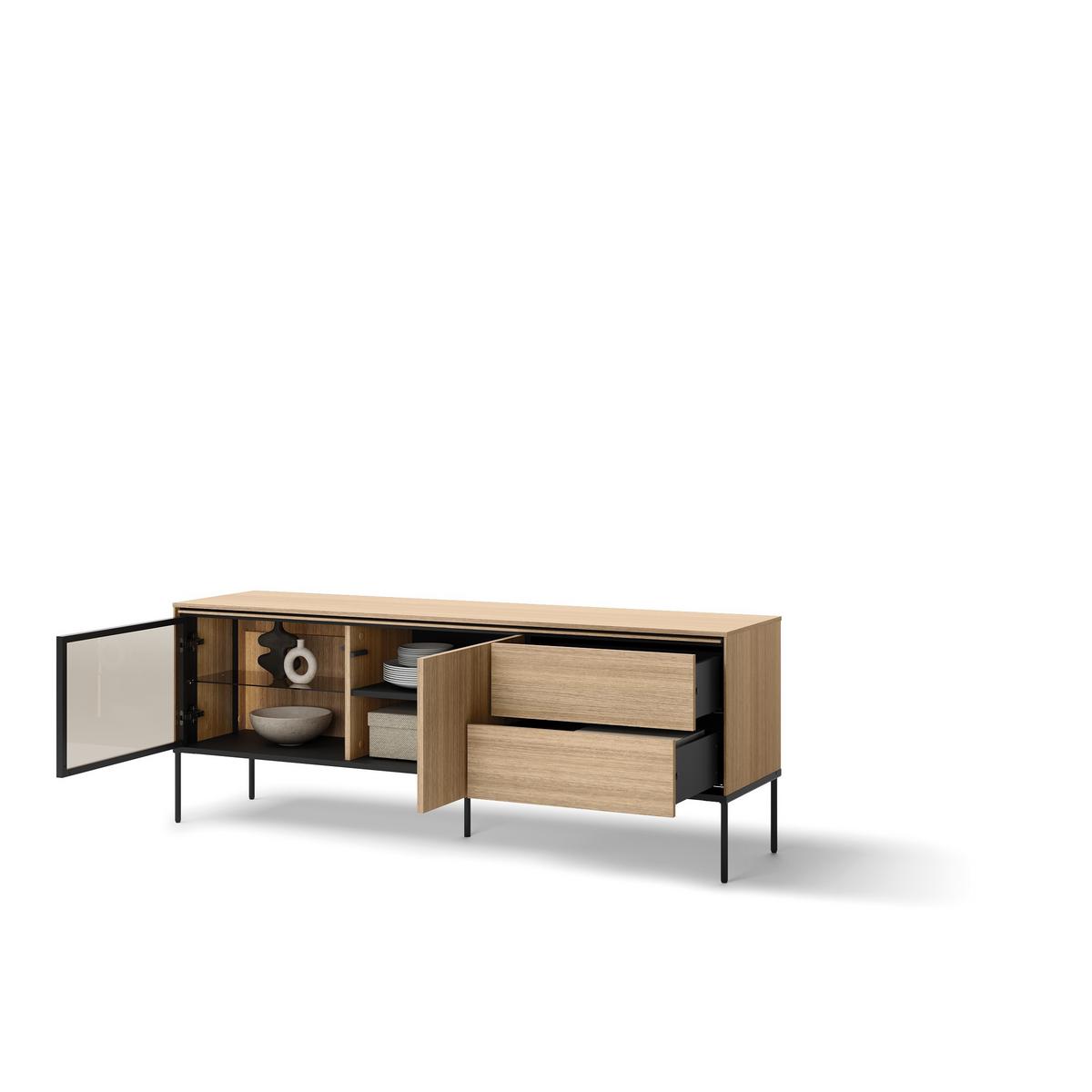 TV Element VISSO VI-07 167cm mit Beleuchtung Eiche linear - Eichefarben, Holzwerkstoff (167/62/41cm) - Lookway