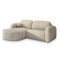 ECKSOFA AMILIA P L-S Creme Kordstoff mit Schlaffunktion - Creme, Holz (263/174cm) - MASSENO