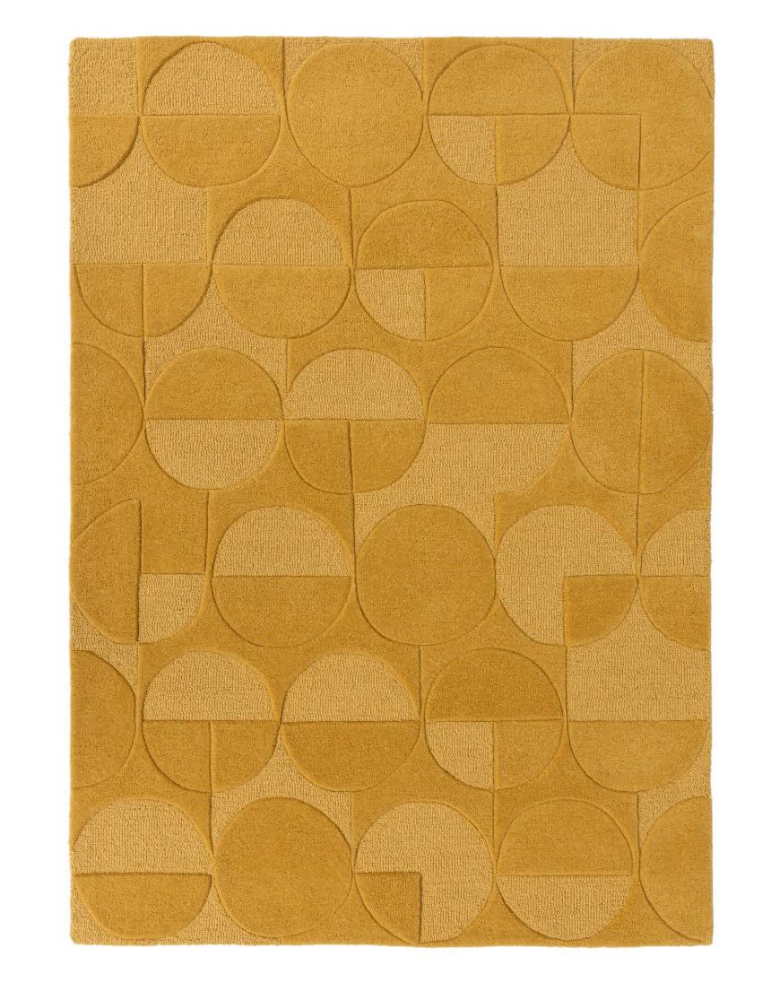 TEPPICH aus Wolle DEBEN in Senfgelb, geometrisch, 160 x 230 cm - Gelb, Textil (230/160cm) - KADIMA DESIGN