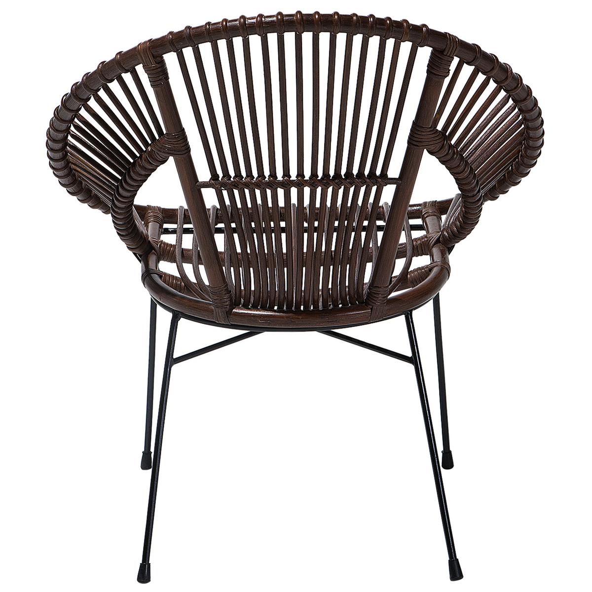 RATTANSTUHL Rattan Braun Sarita - Braun, Naturmaterialien/Metall (70/80/48cm) - Beliani