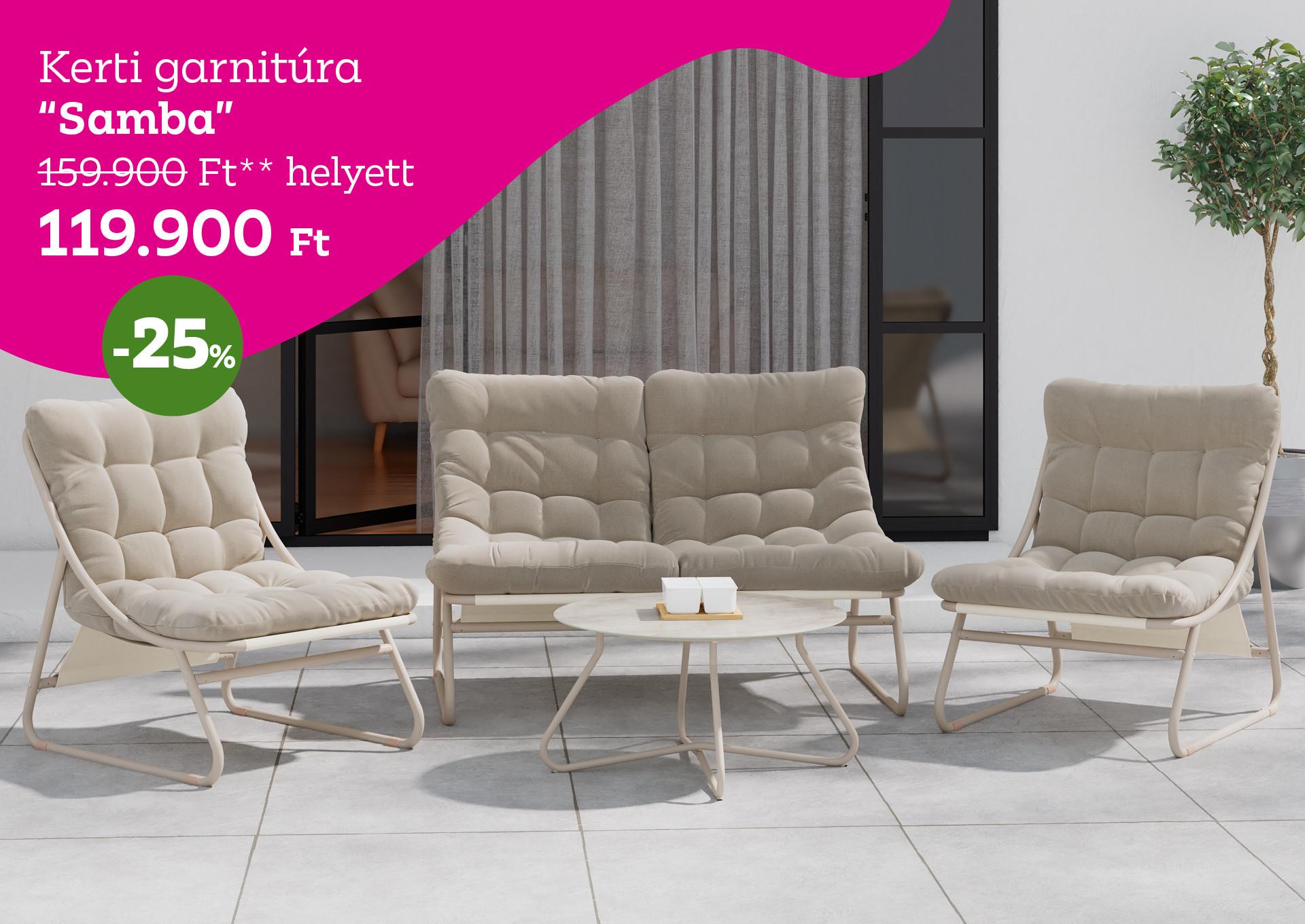 Kerti garnitúra  SAMBA 159900 Forint helyett 119900 Forint, kedvezmény mértéke 25%
