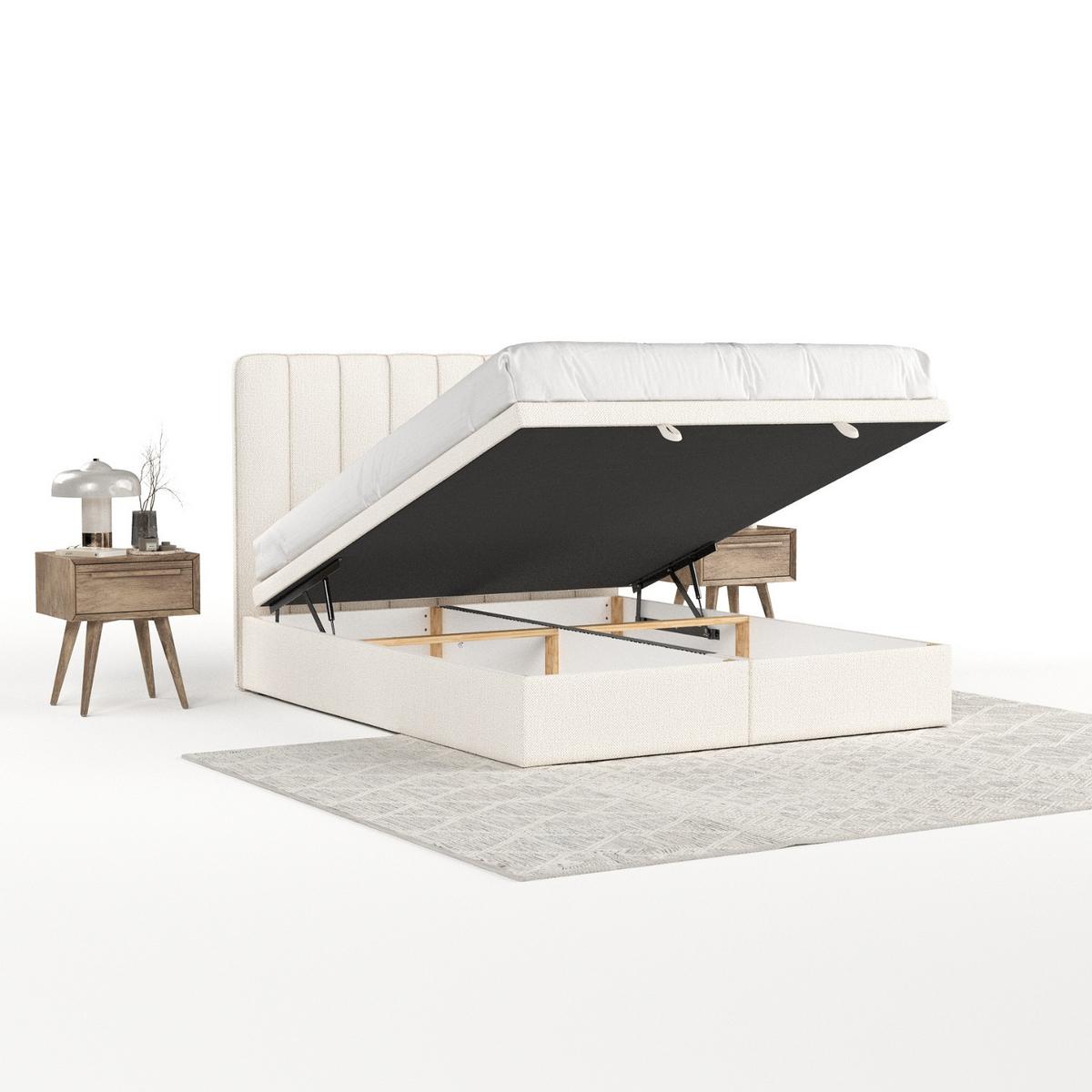 POLSTERBETT Vienna mit Stauraum 120/200 cm Creme im Alta Stoff - Creme/Schwarz, Holz/Holzwerkstoff (120/200cm) - AltaBeds