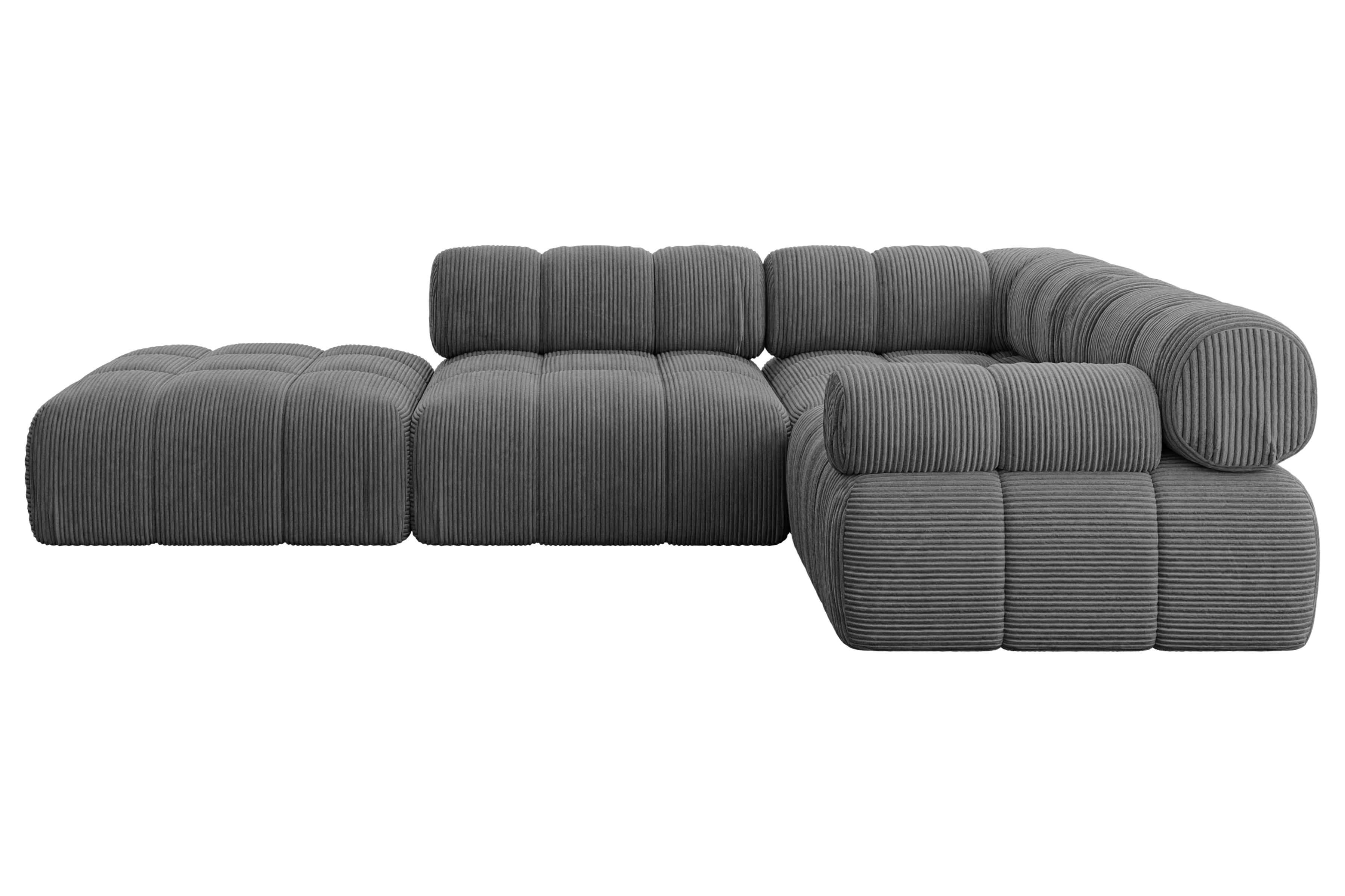 ECKSOFA modulares Sofa Felto-L1 - 285x190x70 cm Dunkelgrau Cord - Dunkelgrau, Holzwerkstoff/Textil (285/190cm) - ALTDECOR