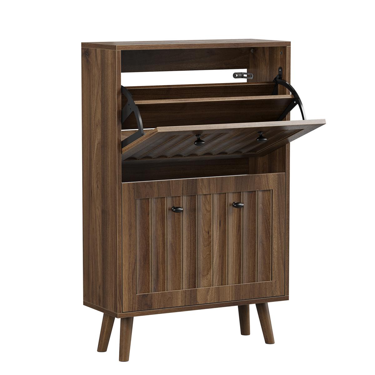 SCHUHSCHRANK 60 cm hoch, walnussfarben - Walnussfarben, Holzwerkstoff (60/95/24cm) - Urban Meuble
