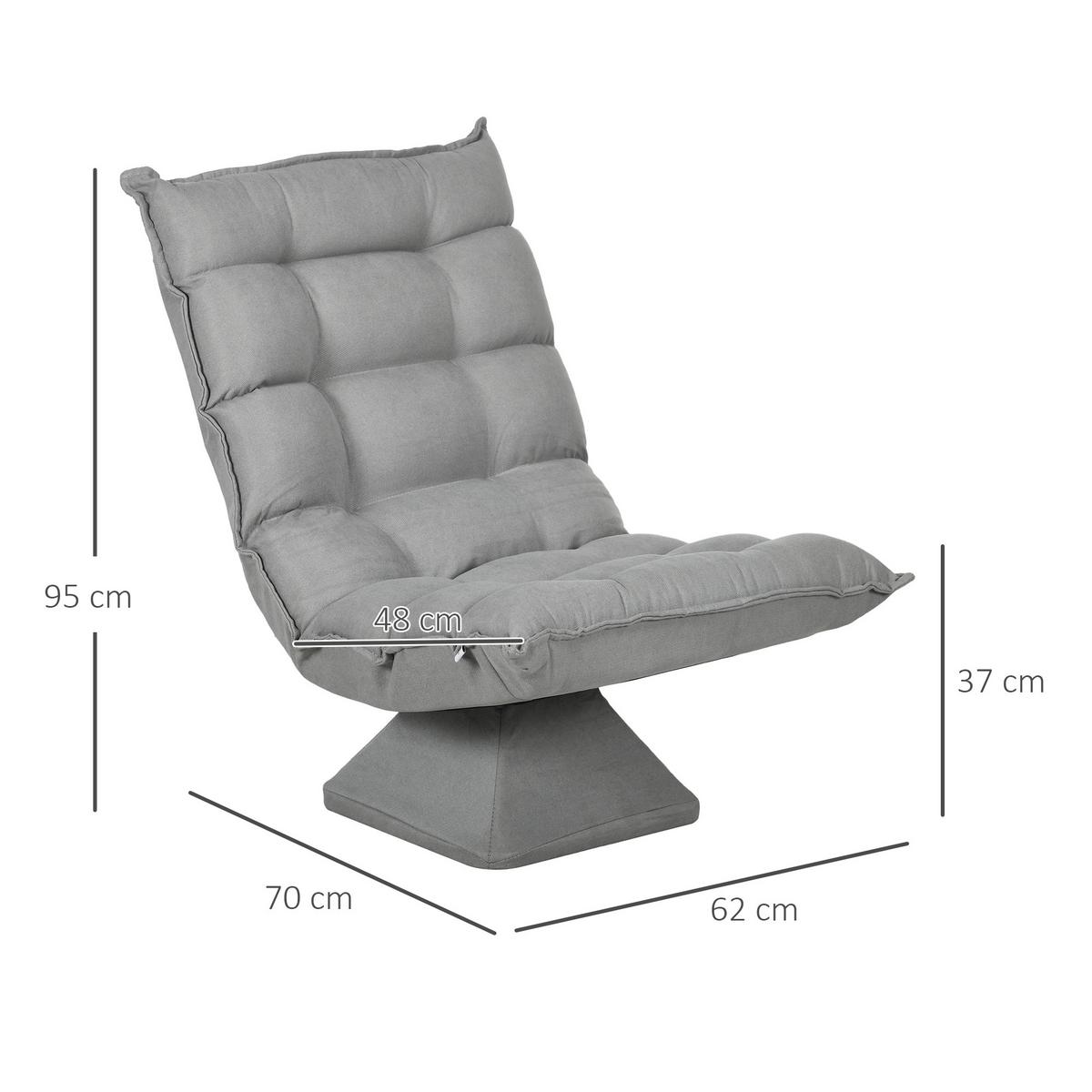 RELAXSESSEL Stahl, Samt, Hellgrau - Hellgrau, Metall (70/95/62cm) - HOMCOM