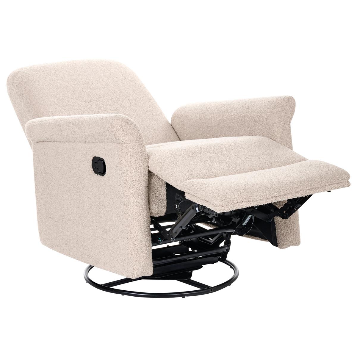 SCHAUKEL-FERNSEHSESSEL drehbar Bouclé Hellbeige Echion - Beige, Textil (82/100/90cm) - Beliani