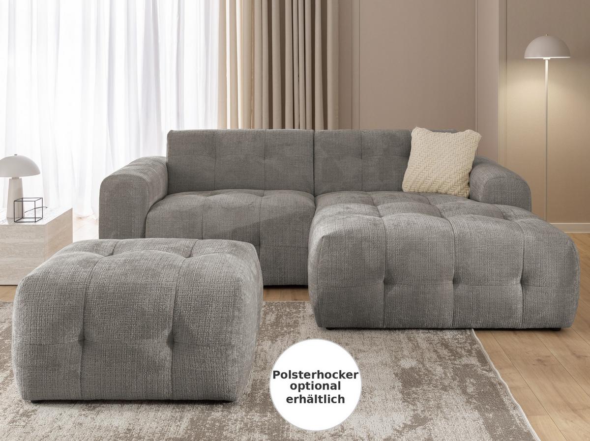ECKSOFA mit Ottomane rechts, raffinierten Steppungen, Wellenunterfederung, B234/T161/H79 cm, Chenille-Bezug in Braun Taupe / 21041 - Taupe/Schwarz, Kunststoff/Textil (234/79/161cm) - luma-home