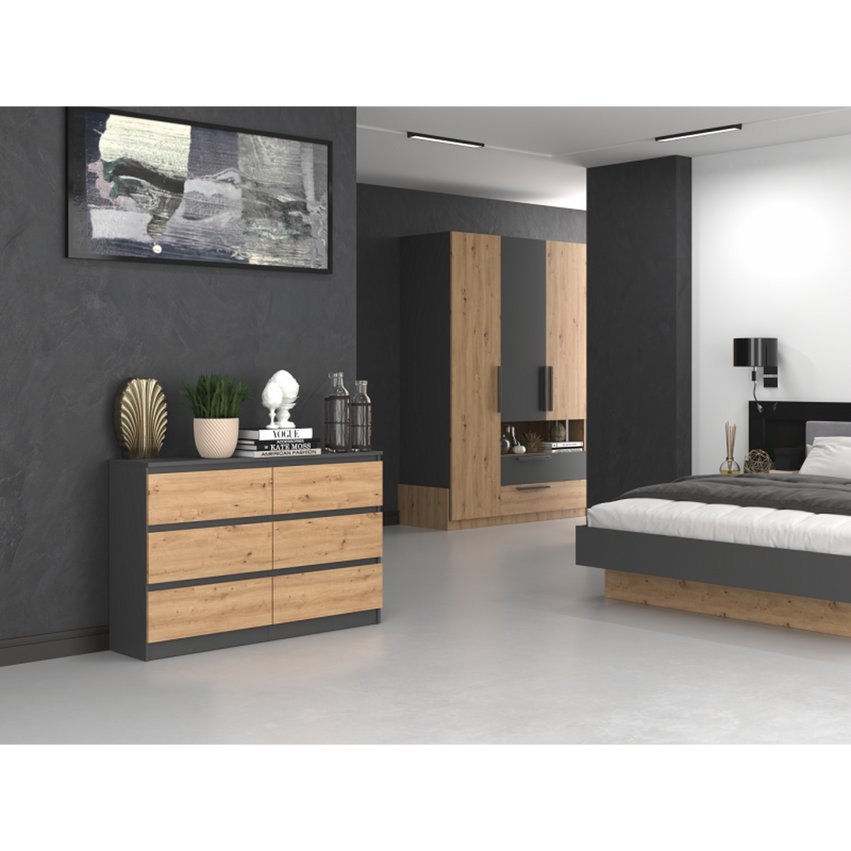 KOMMODE Anthrazit, Artisan 120/75/30 - Anthrazit, Holzwerkstoff (120/75/30cm) - RAUMHIRSCH FURNITURE