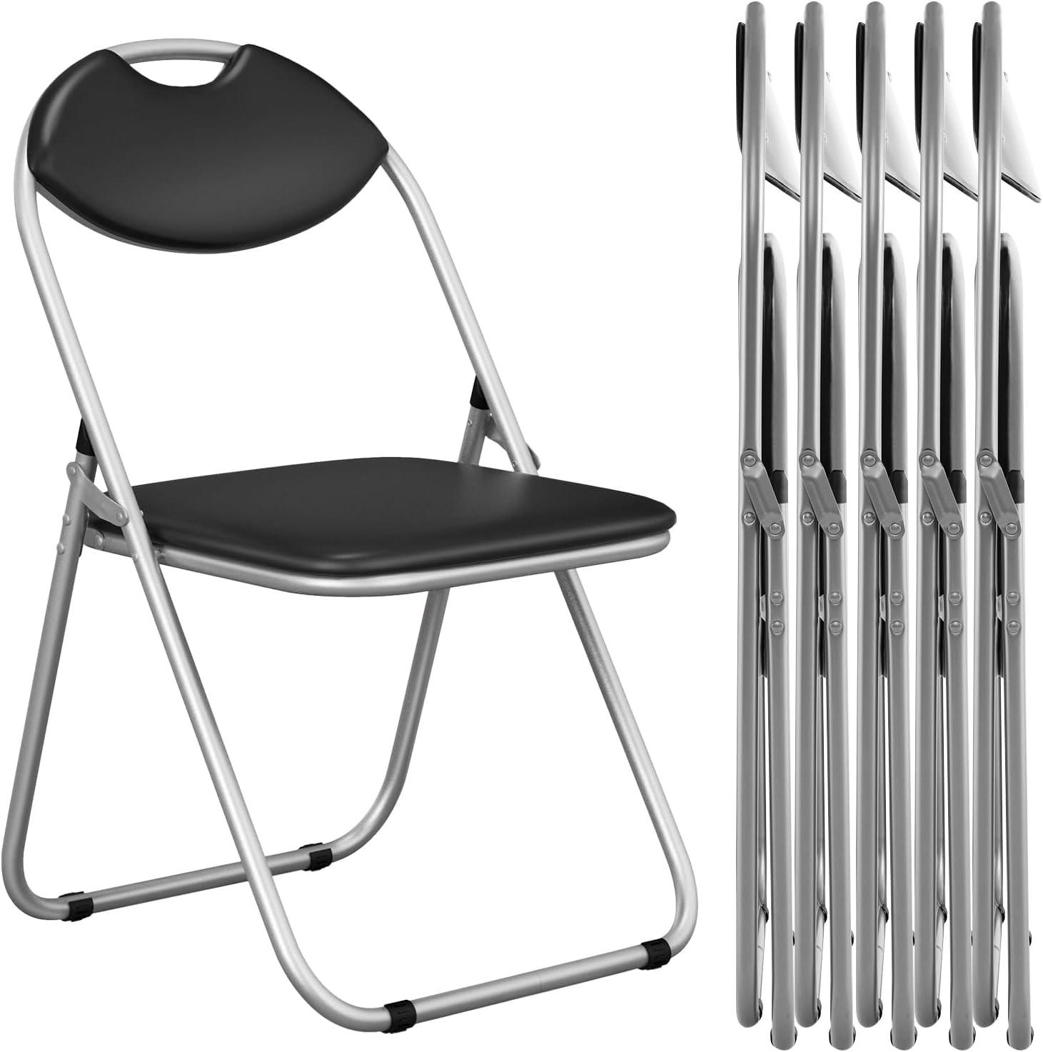GASTSTUHLE mit Metallrahmen 6er-Set Schwarz - Schwarz, Metall (47/79/46cm) - COSTWAY
