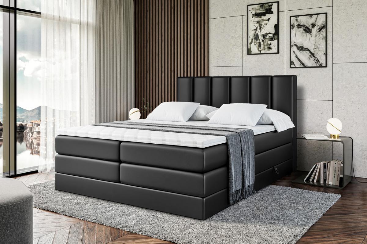 BOXSPRINGBETT BOXI1 KING - 160x200 - H3/H4 - Schwarz Hochglanz - Schwarz Hochglanz, Holzwerkstoff (160/200cm) - ALTDECOR