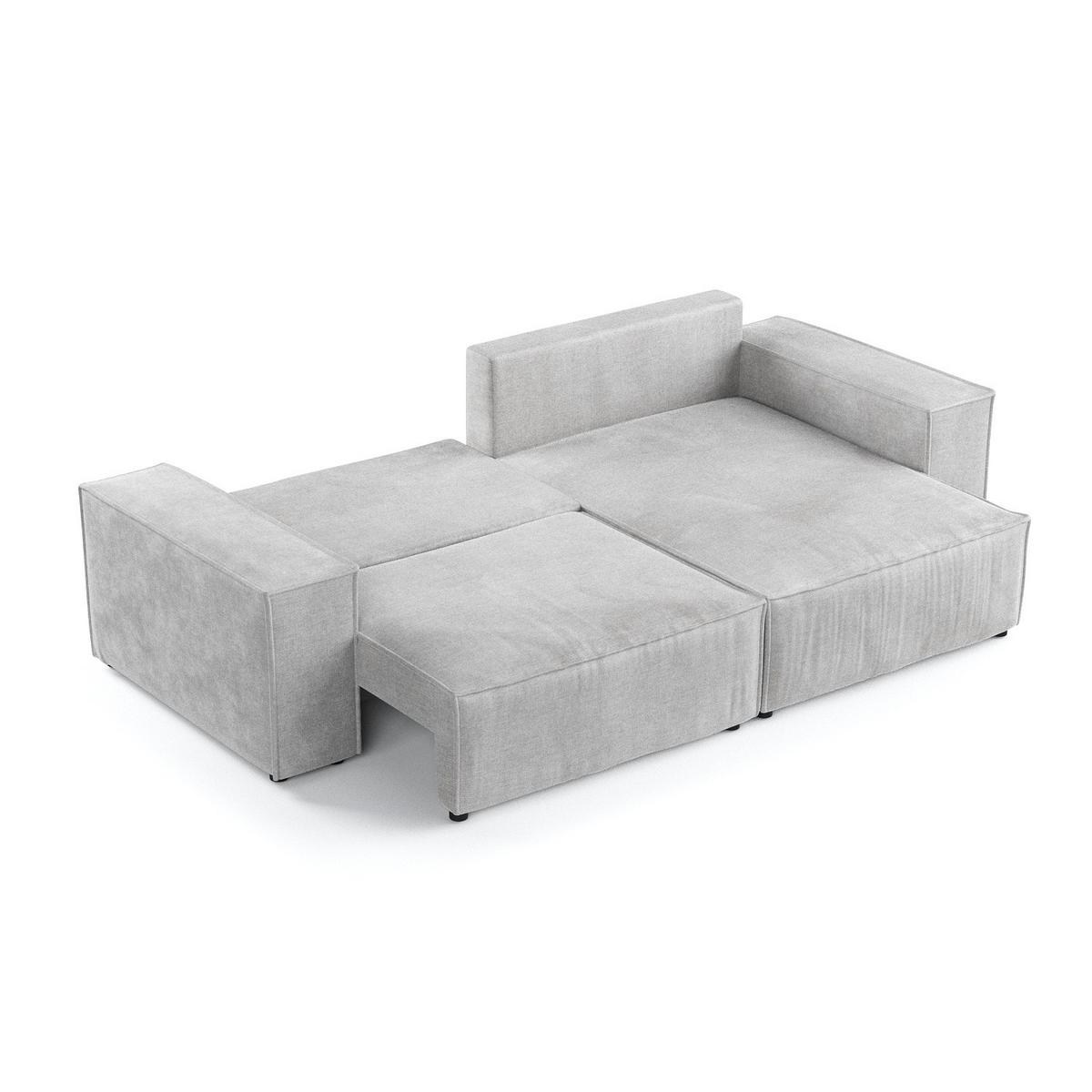 ECKSOFA SENSO mit Schlaffunktion Hellgrau im Wind Stoff - Hellgrau/Schwarz, Holz/Holzwerkstoff (255/148cm) - AltaBeds