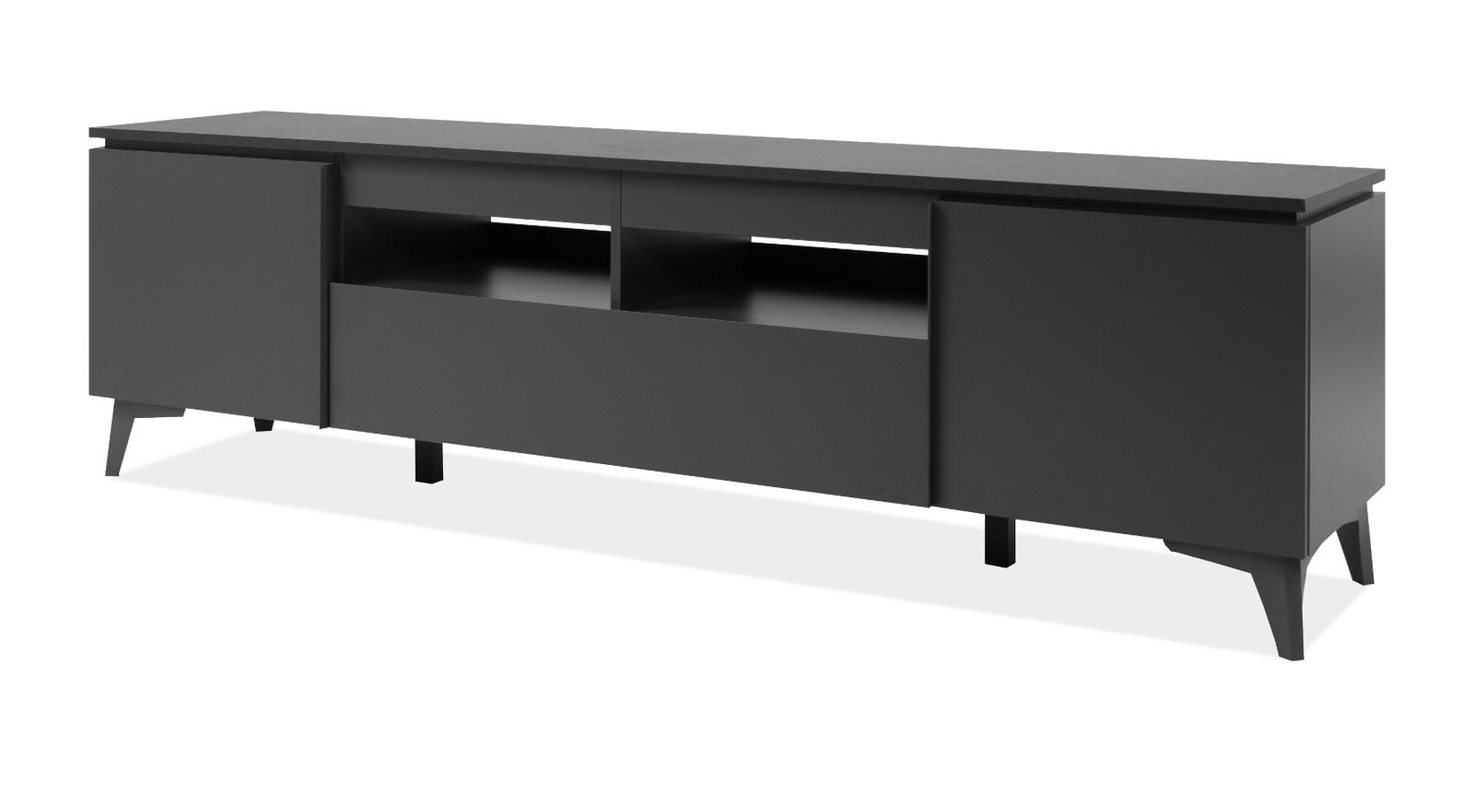 TV-LOWBOARD grau, Schiefer 177 cm, TV unterteil mit 6 Fächern - Grau, Holzwerkstoff/Kunststoff (177/51.5/40cm) - Furn.Design