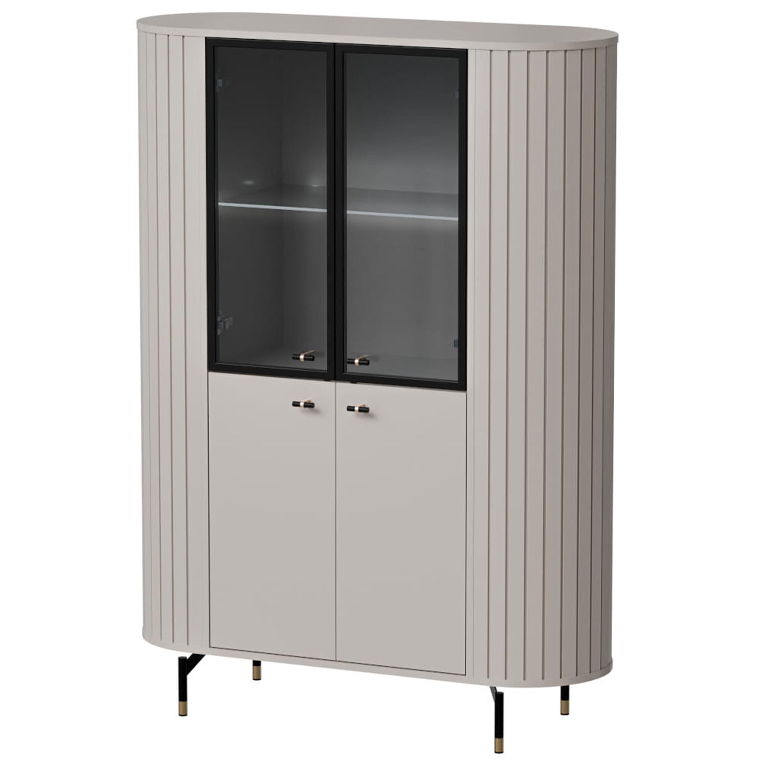 GLASVITRINE geriffelt aus MDF, Kaschmir - Kaschmir, Holzwerkstoff (112/155/40cm) - Idohome