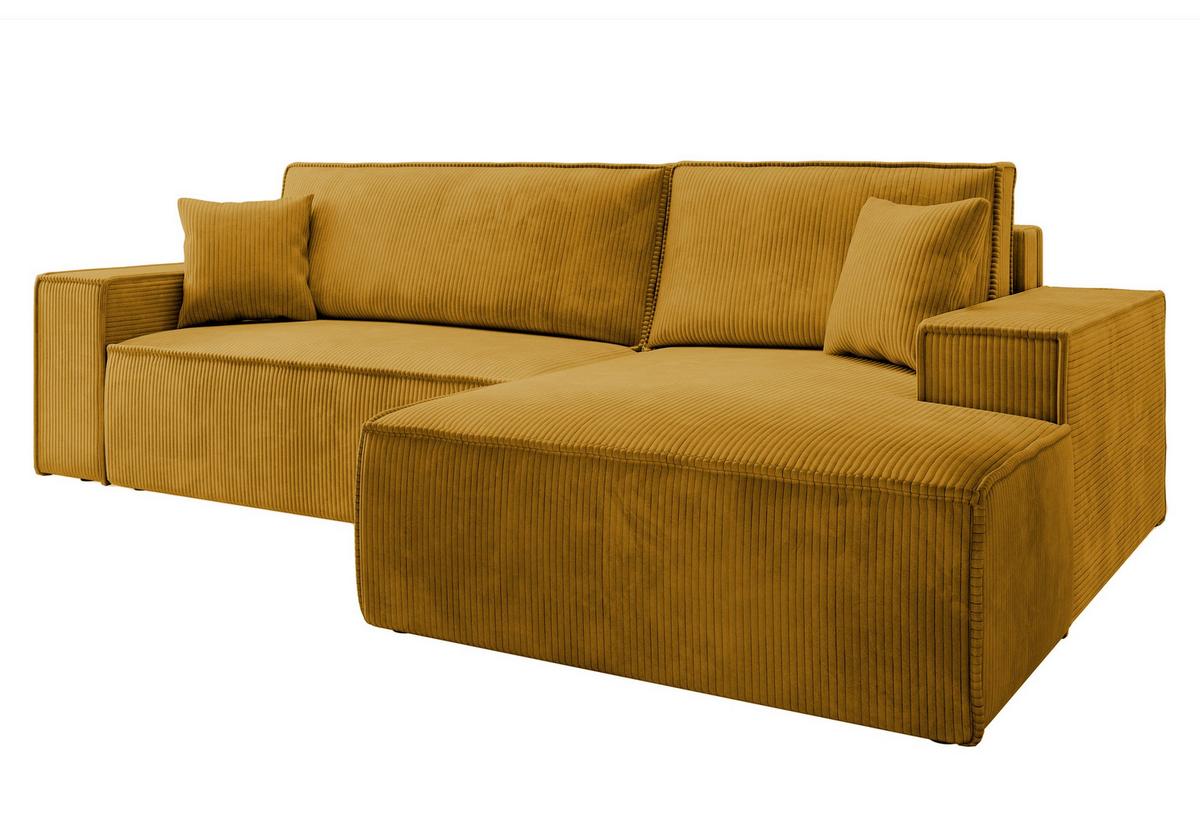 ECKSOFA Farese Senfgelb Cordbezug - Messingfarben/Schwarz, Kunststoff/Textil (267/167cm) - Selsey