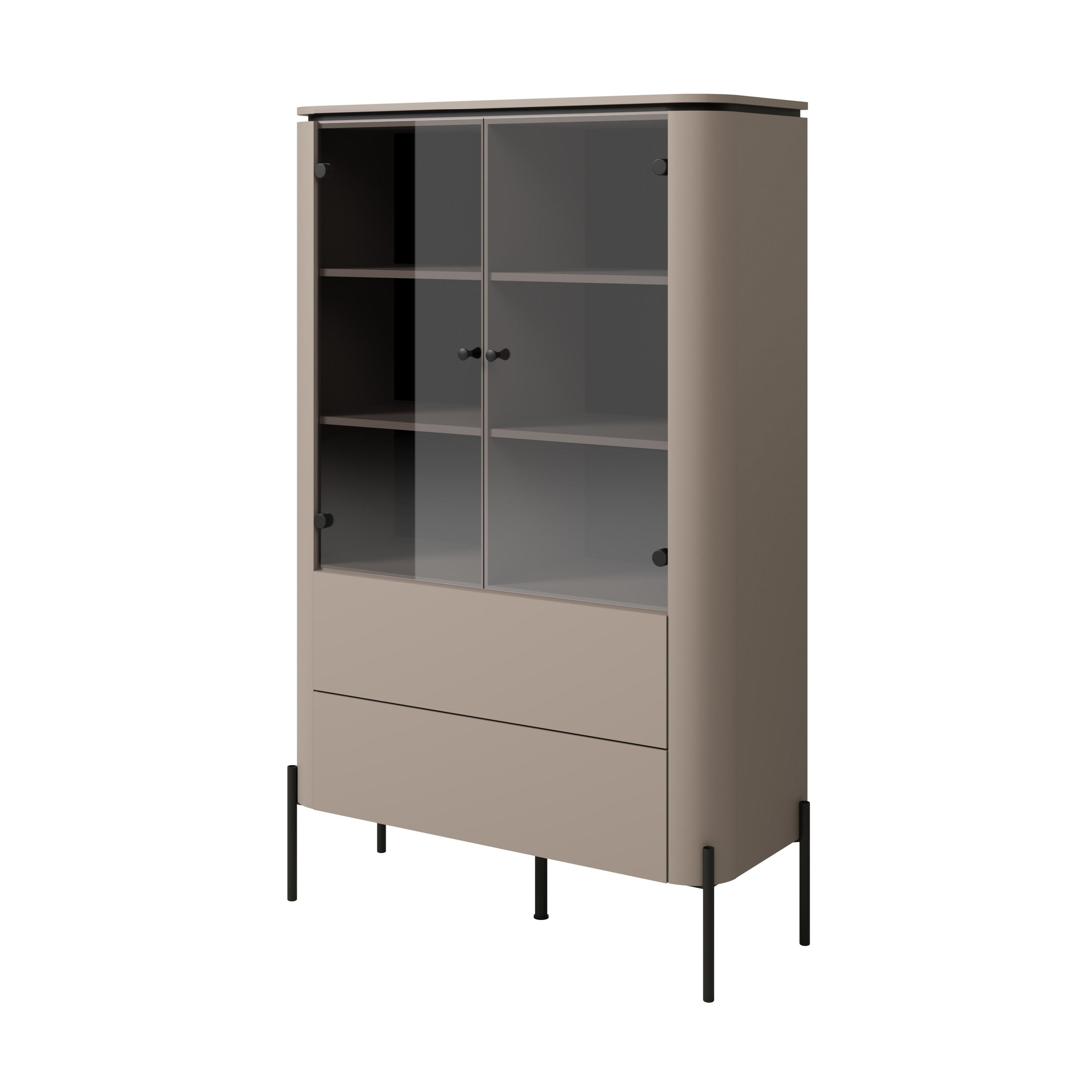 VITRINE BELVIO 160 / 98 cm in Beige - Beige, Holzwerkstoff (98/160/40cm) - MASSENO