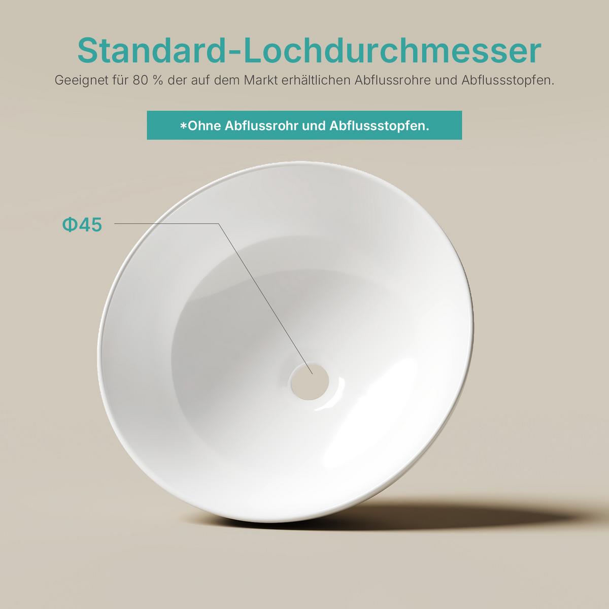 WASCHBECKEN Aufsatz Keramik Weiß Glänzend Ø41,5 / 15,5 cm - Weiß, Keramik (41/15/41cm) - EMKE