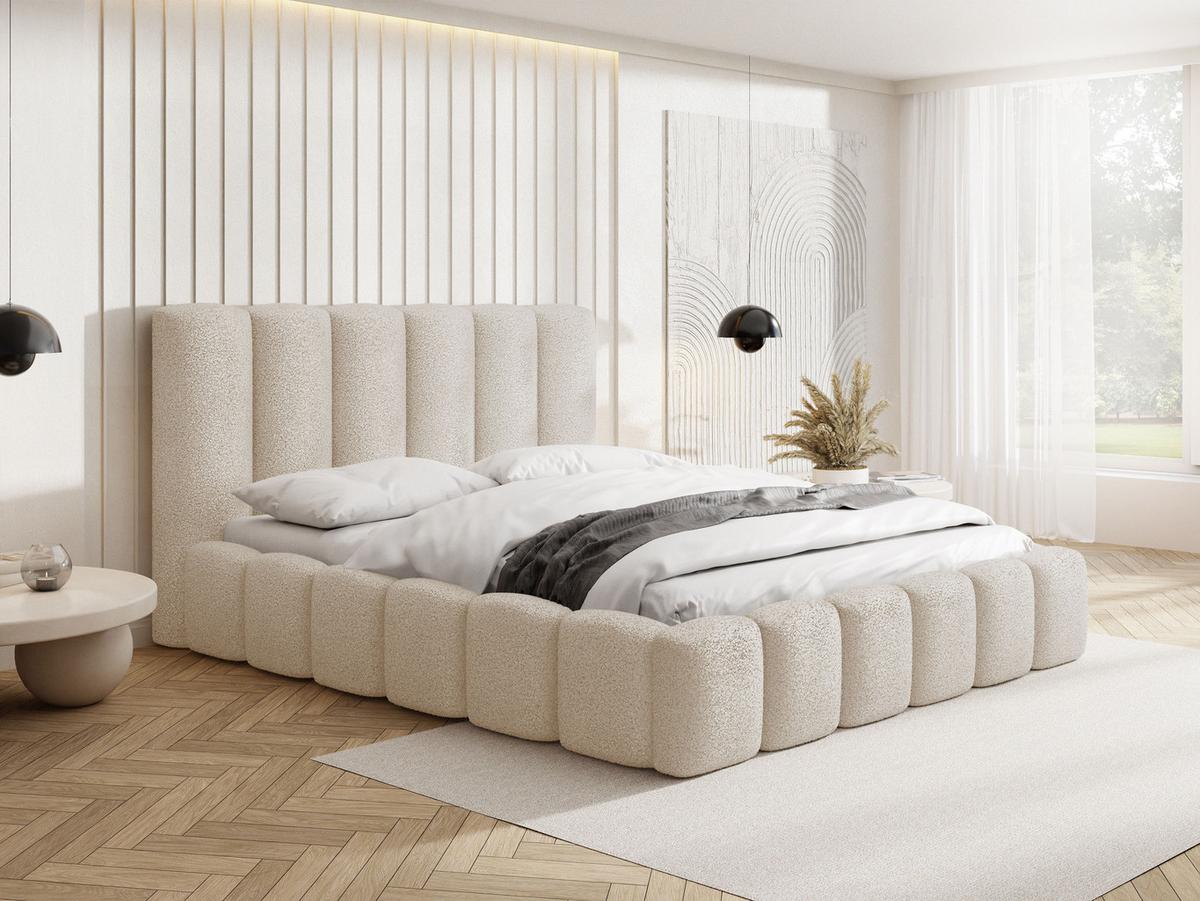 POLSTERBETT Serenity mit Bettkasten, Beige Boucle 200x200 cm - Beige/Schwarz, Holzwerkstoff/Kunststoff (200/200cm) - WFL GROUP