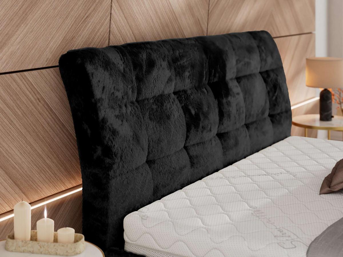 POLSTERBETT GALA CLASSIC 180/200 - Schwarz Plüsch - Multipocket-Matratze - Schwarz, Textil (180/200cm) - MKS