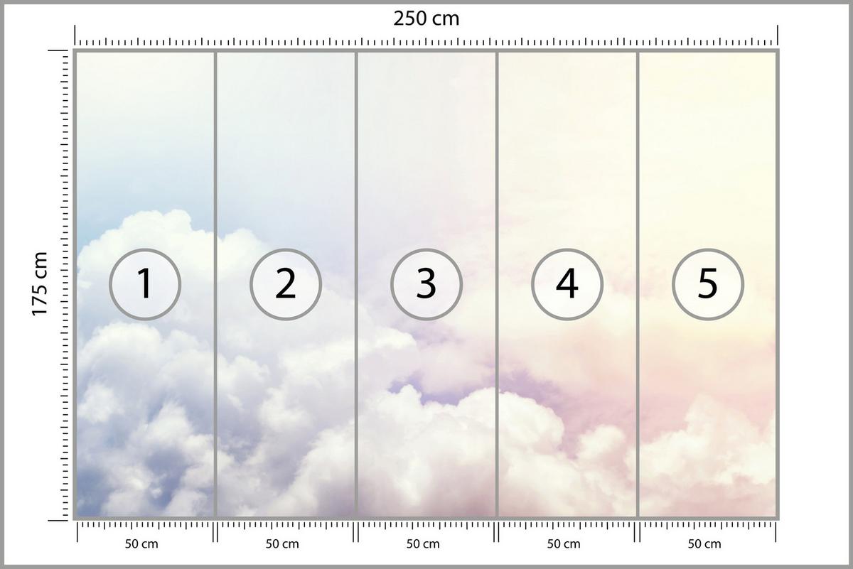FOTOTAPETE für Schlafzimmer Blau Rosa Himmel Wolken 250x175 - Blau/Beige, Papier (250/175cm) - Muralo