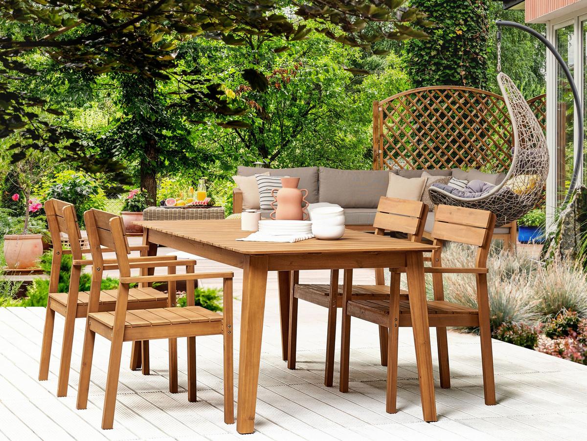 GARTENSTUHL 4er-Set Akazienholz hellbraun Fornelli - Hellbraun, Holz (60/88/56cm) - Beliani