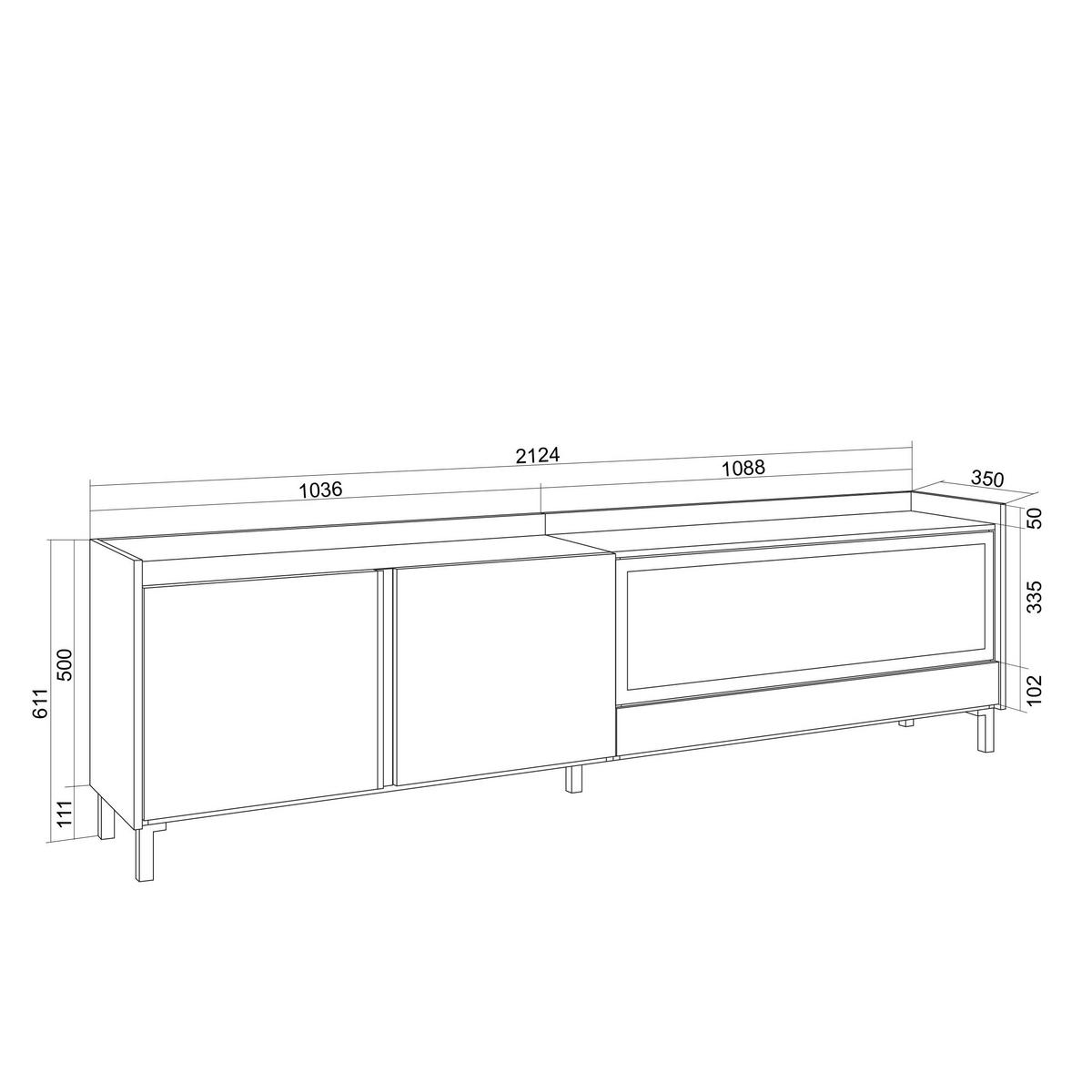 LOWBOARD, Beige, 212/35/61cm, Kamin mit Feuereffekt XXL - Beige, Holzwerkstoff (212/61/35cm) - Skraut Home