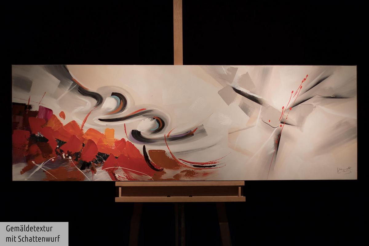 ÖLGEMÄLDE 150/50 cm - Rot/Grau, Holz/Textil (150/50cm) - KUNSTLOFT