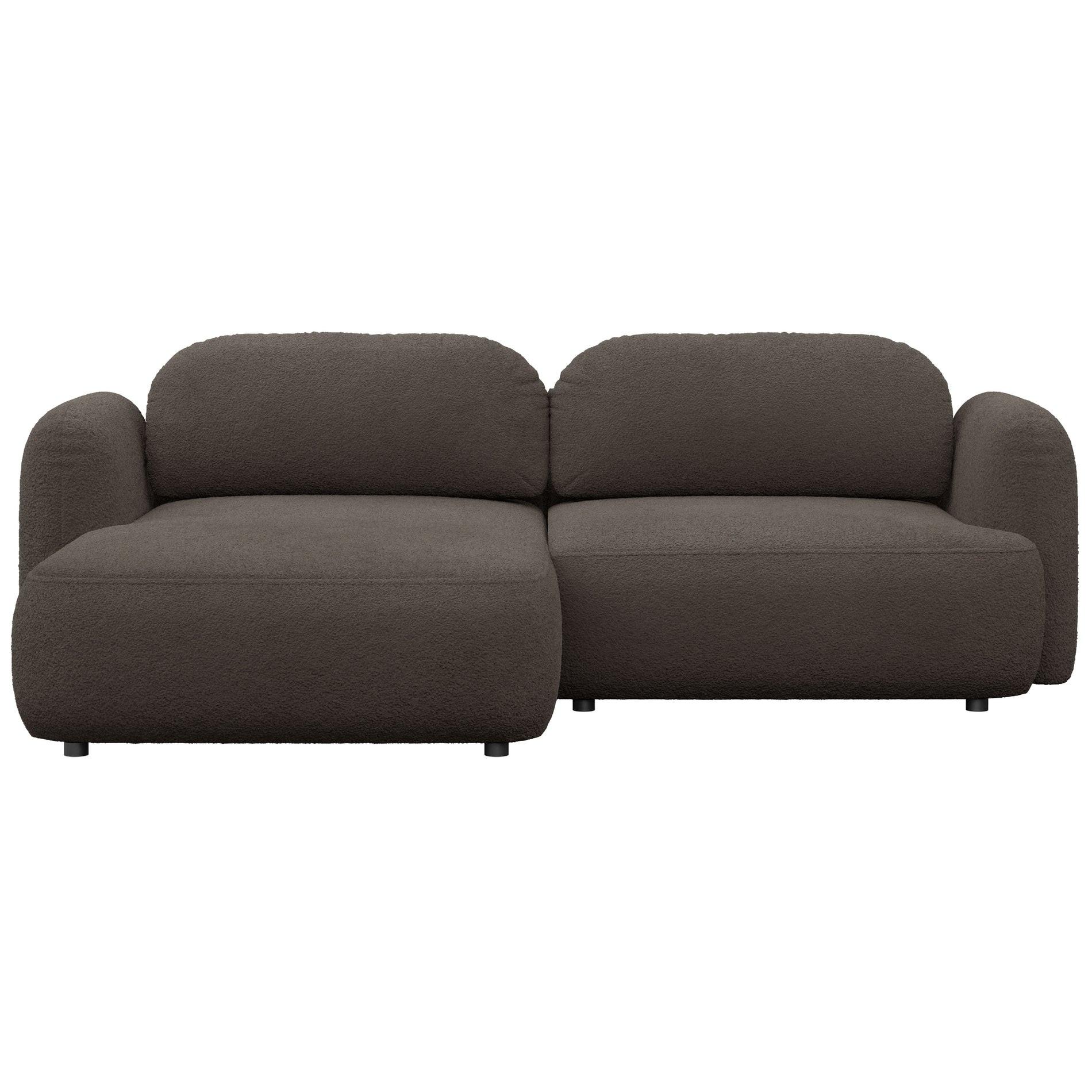 ECKSOFA Tvoya Braun Bouclé - Schwarz/Braun, Kunststoff/Textil (267/175cm) - Selsey