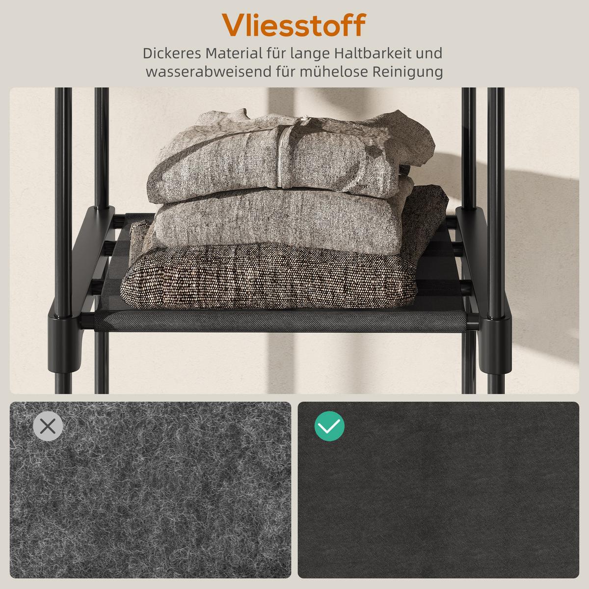 KLEIDERSCHRANK aus Vliesstoff Schwarz - Schwarz, Textil (43/185/182cm) - HOMCOM