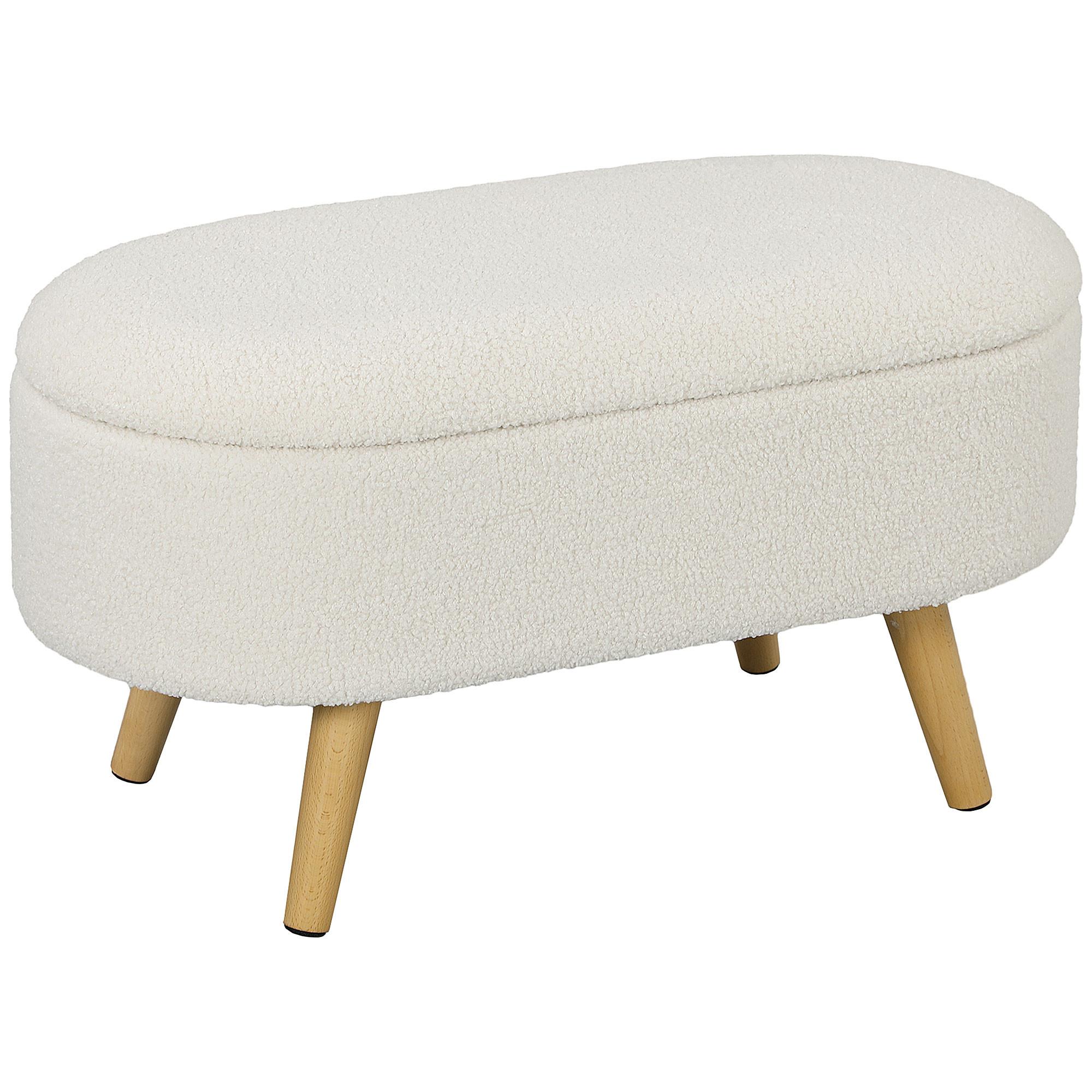 TRUHENBANK mit Deckel Teddysamtoptik - Weiß, Kunststoff (41/45/82cm) - HOMCOM