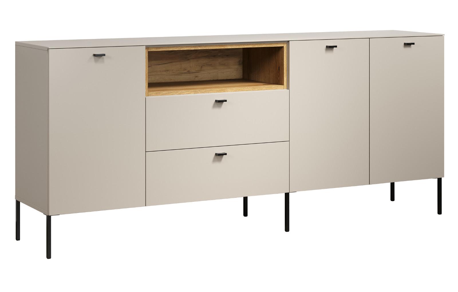 SIDEBOARD Kaschmir, Eiche 197 cm, Kommode mit Soft-Close - Kaschmir/Eichefarben, Holzwerkstoff/Metall (197/85/42cm) - Top.Furn