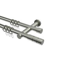 GARDINENSTANGE Platon Elanto 360 cm (geteilt in 2 x 180 cm), 2-läufig, 20 mm Ø Edelstahl-Optik - Edelstahlfarben, Metall (360cm) - INTERDECO
