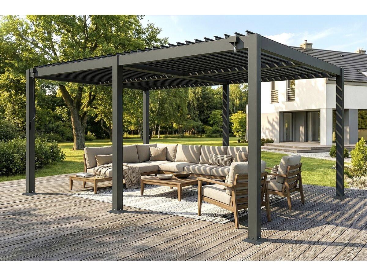 BIOKLIMATISCHE PERGOLA kensington Grau - Grau, Metall (298/220/498cm) - Habitat Garten