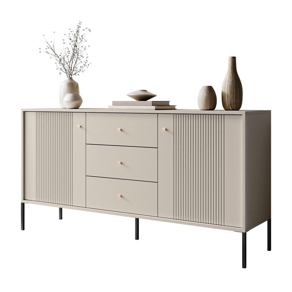 SIDEBOARD 2D3S VIVALDI mit Schubladen und geriffelten Fronten - Kaschmir, Holzwerkstoff (155/79/39cm) - Lookway
