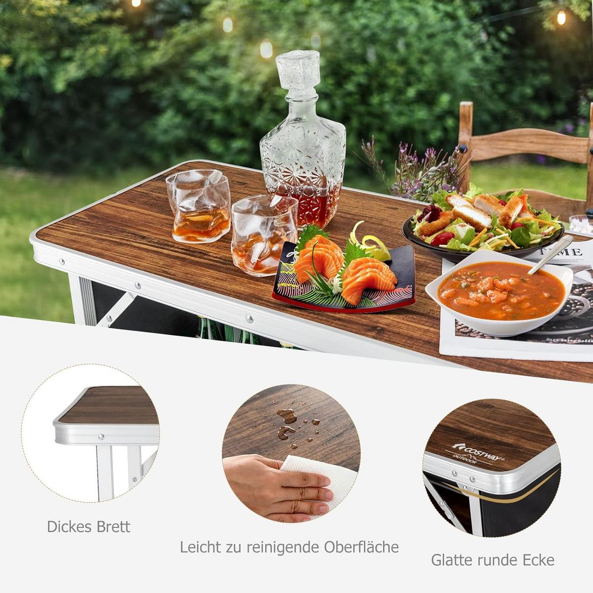 CAMPINGSCHRANK Kaffee - Braun, Holzwerkstoff (38/110/88cm) - COSTWAY