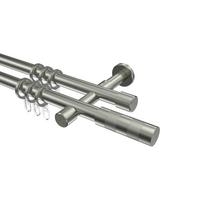 GARDINENSTANGE Prestige Mavell 600 cm (geteilt in 3 x 200 cm), 2-läufig, 20 mm Ø Edelstahl-Optik - Edelstahlfarben/Silberfarben, Metall (600cm) - INTERDECO