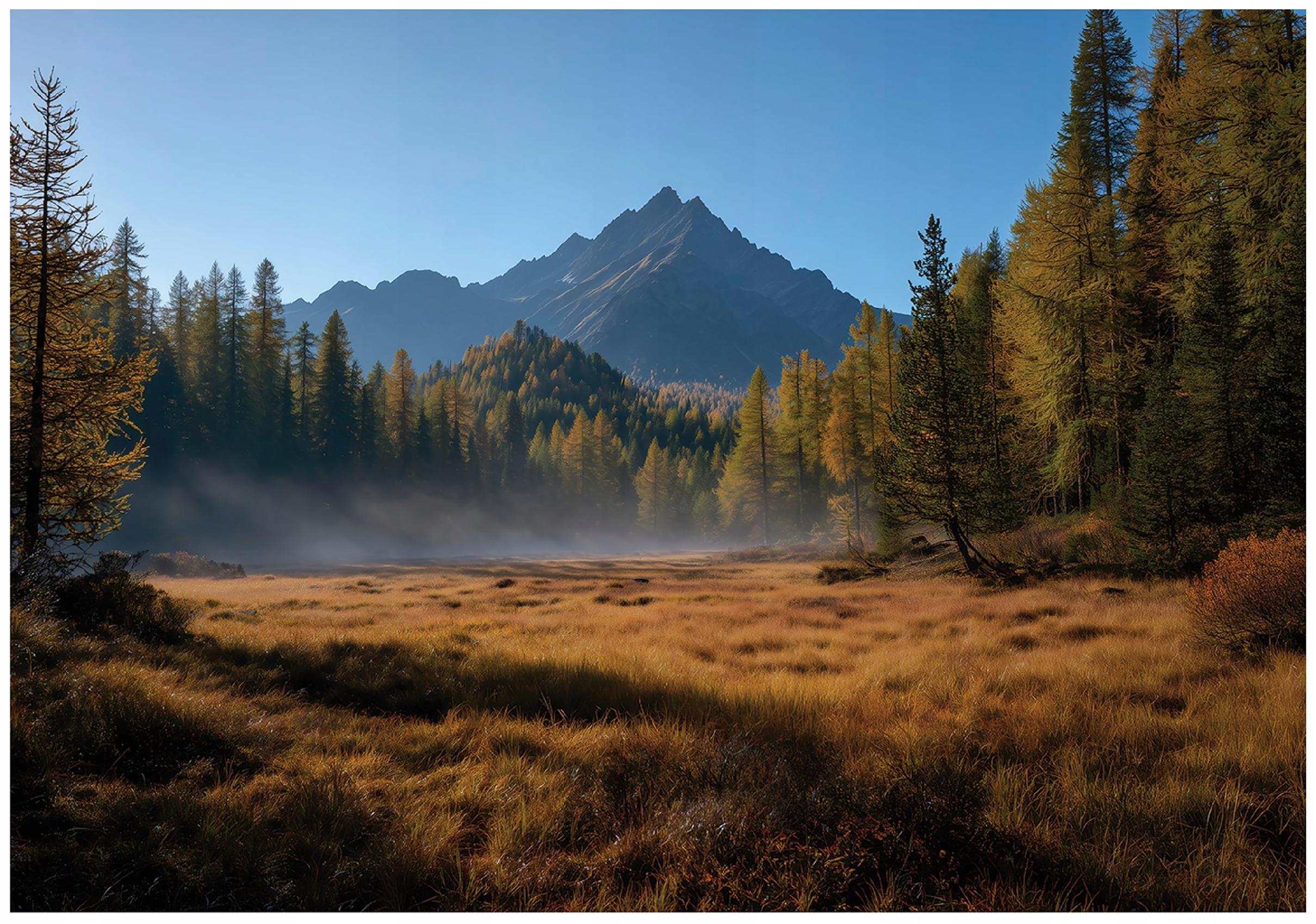 FOTOTAPETE Gebirge Wald Braun 150x105 cm - Multicolor, Papier (150/105cm) - Wallarena