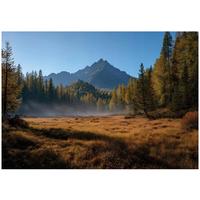 FOTOTAPETE Gebirge Wald Braun 150x105 cm - Multicolor, Papier (150/105cm) - Wallarena