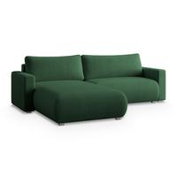 ECKSOFA TURIN P Grün Kordstoff mit Schlaffunktion - Grau/Grün, Holz/Kunststoff (265/183cm) - MASSENO