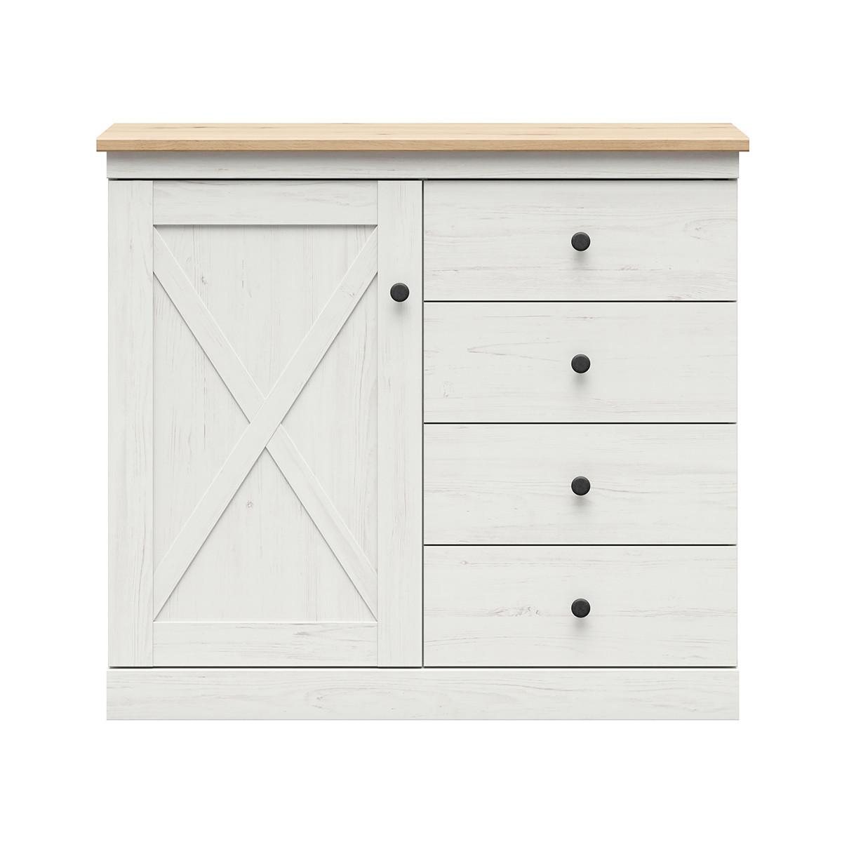 KOMMODE Victoria Weiß und Holz - Weiß, Holzwerkstoff (103/92/43cm) - Petits-meubles
