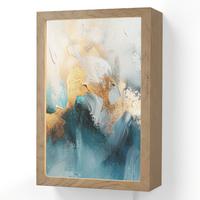 WANDLEUCHTE Abstrakt - Kunst - Gold - Blau 20x30 cm - Türkis, Holzwerkstoff (20/30/8cm) - OnlyWow